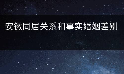 安徽同居关系和事实婚姻差别