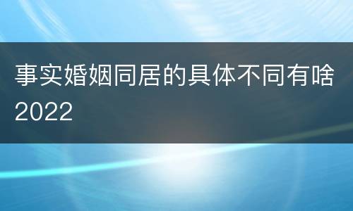 事实婚姻同居的具体不同有啥2022