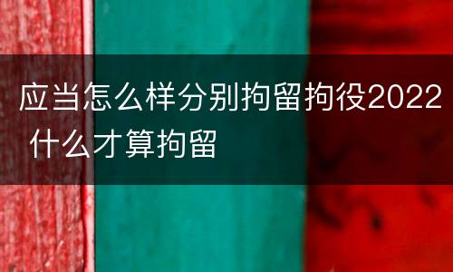 应当怎么样分别拘留拘役2022 什么才算拘留