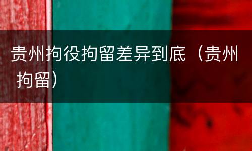 贵州拘役拘留差异到底（贵州 拘留）