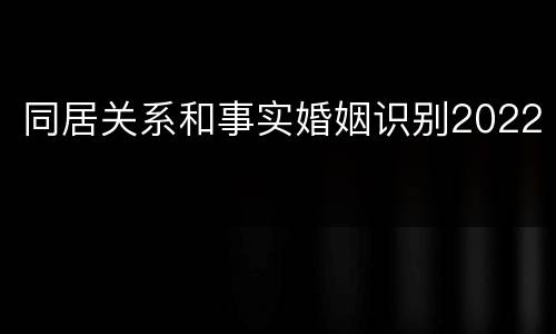 同居关系和事实婚姻识别2022
