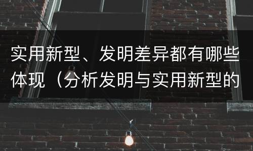 实用新型、发明差异都有哪些体现（分析发明与实用新型的区别）