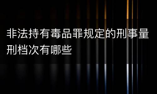 非法持有毒品罪规定的刑事量刑档次有哪些