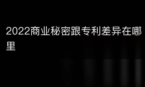 2022商业秘密跟专利差异在哪里