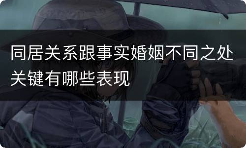 同居关系跟事实婚姻不同之处关键有哪些表现