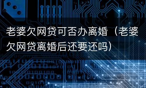老婆欠网贷可否办离婚（老婆欠网贷离婚后还要还吗）
