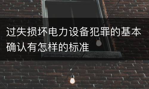 过失损坏电力设备犯罪的基本确认有怎样的标准