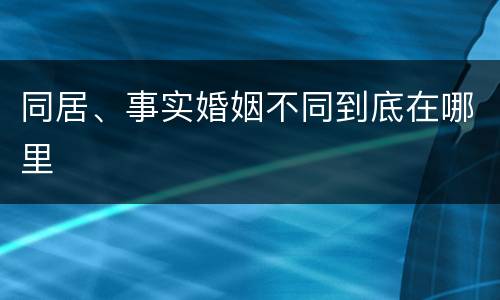 同居、事实婚姻不同到底在哪里