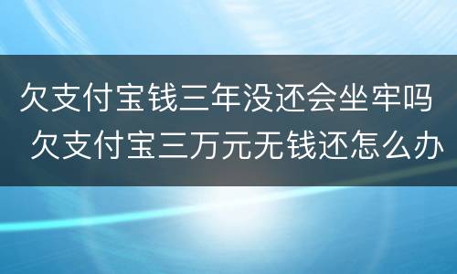 欠支付宝钱三年没还会坐牢吗 欠支付宝三万元无钱还怎么办会坐牢吗