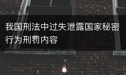 我国刑法中过失泄露国家秘密行为刑罚内容