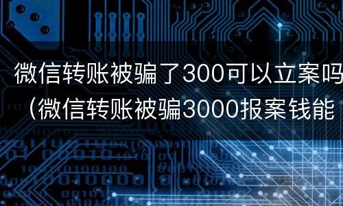 微信转账被骗了300可以立案吗（微信转账被骗3000报案钱能追回来吗）