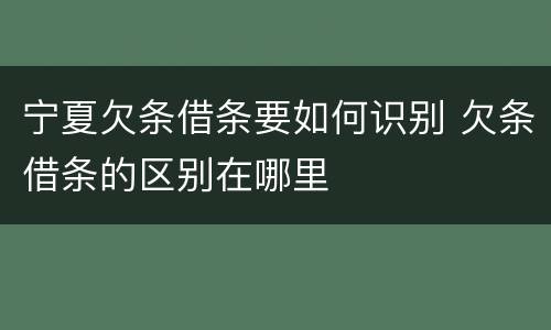 宁夏欠条借条要如何识别 欠条借条的区别在哪里