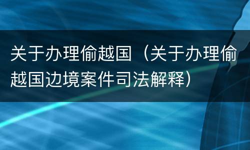 关于办理偷越国（关于办理偷越国边境案件司法解释）