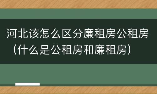 河北该怎么区分廉租房公租房（什么是公租房和廉租房）