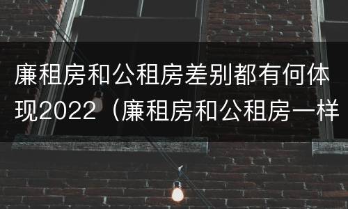 廉租房和公租房差别都有何体现2022（廉租房和公租房一样吗?）