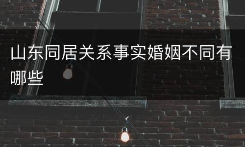 山东同居关系事实婚姻不同有哪些
