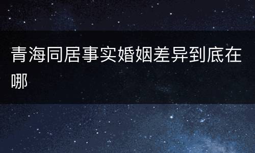青海同居事实婚姻差异到底在哪