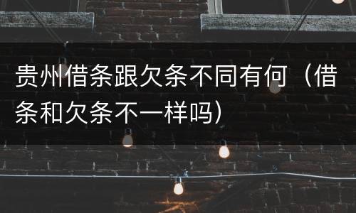 贵州借条跟欠条不同有何（借条和欠条不一样吗）