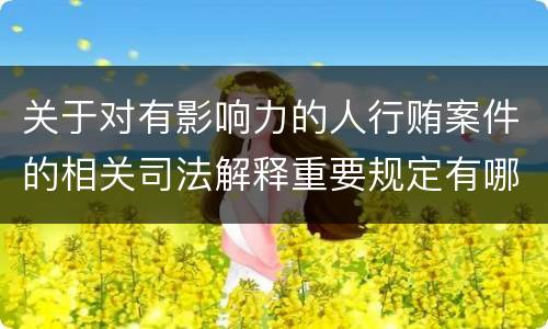 关于对有影响力的人行贿案件的相关司法解释重要规定有哪些