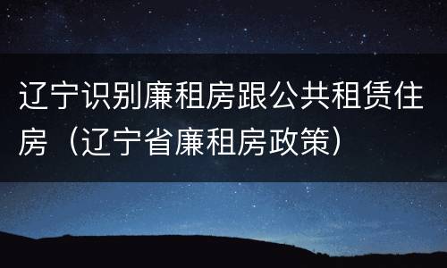 辽宁识别廉租房跟公共租赁住房（辽宁省廉租房政策）