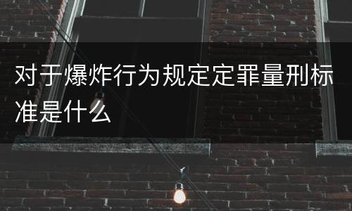 对于爆炸行为规定定罪量刑标准是什么