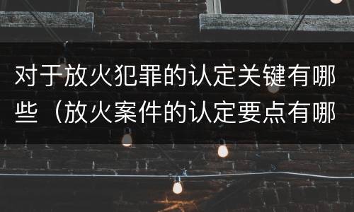 对于放火犯罪的认定关键有哪些（放火案件的认定要点有哪些）