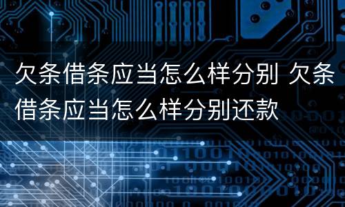 欠条借条应当怎么样分别 欠条借条应当怎么样分别还款