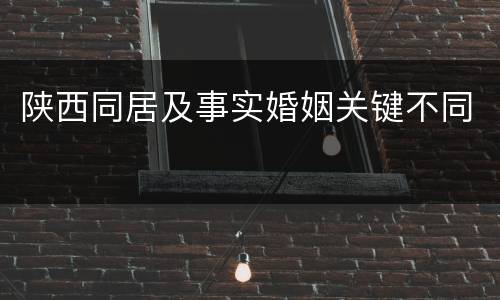 陕西同居及事实婚姻关键不同