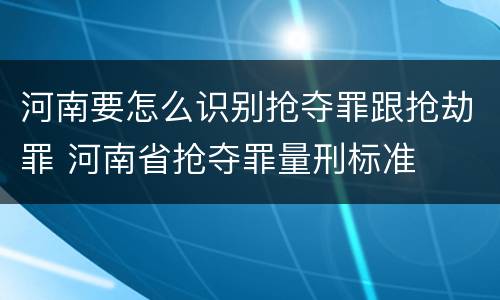 河南要怎么识别抢夺罪跟抢劫罪 河南省抢夺罪量刑标准