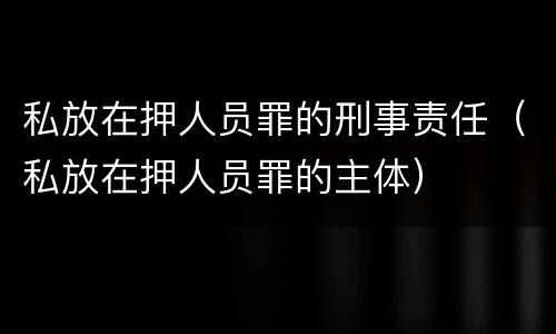 私放在押人员罪的刑事责任（私放在押人员罪的主体）