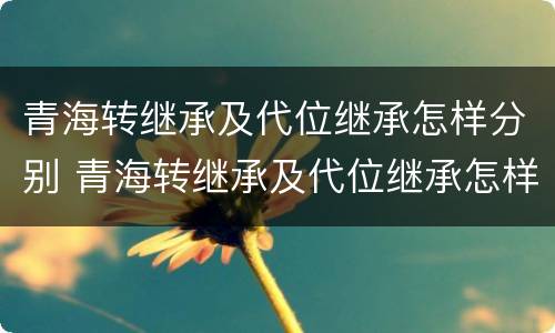 青海转继承及代位继承怎样分别 青海转继承及代位继承怎样分别办理手续