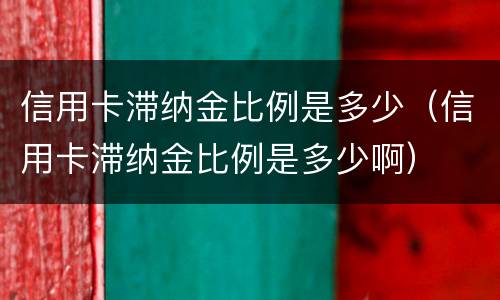 信用卡滞纳金比例是多少（信用卡滞纳金比例是多少啊）