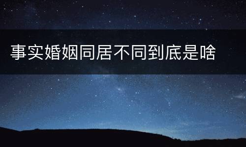 事实婚姻同居不同到底是啥