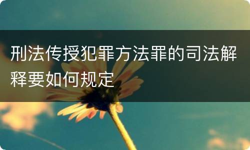 刑法传授犯罪方法罪的司法解释要如何规定