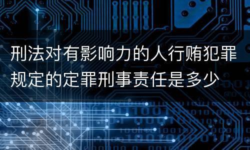 刑法对有影响力的人行贿犯罪规定的定罪刑事责任是多少