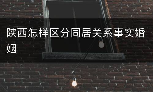 陕西怎样区分同居关系事实婚姻