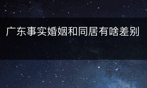 广东事实婚姻和同居有啥差别