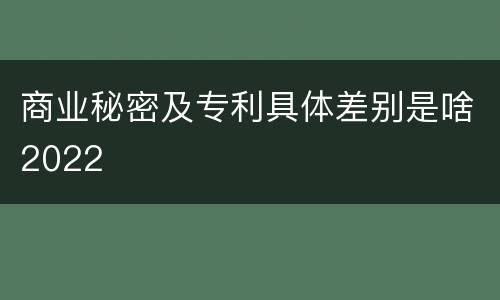 商业秘密及专利具体差别是啥2022