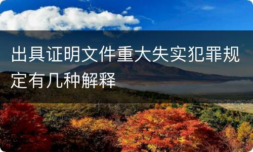 出具证明文件重大失实犯罪规定有几种解释