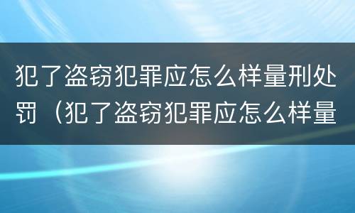 犯了盗窃犯罪应怎么样量刑处罚（犯了盗窃犯罪应怎么样量刑处罚）