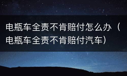 电瓶车全责不肯赔付怎么办（电瓶车全责不肯赔付汽车）