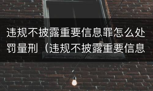 违规不披露重要信息罪怎么处罚量刑（违规不披露重要信息罪怎么处罚量刑多少）