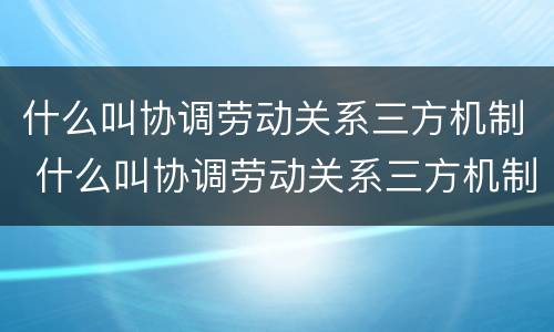 什么叫协调劳动关系三方机制 什么叫协调劳动关系三方机制