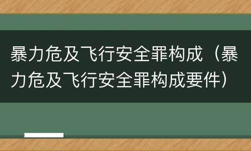 暴力危及飞行安全罪构成（暴力危及飞行安全罪构成要件）