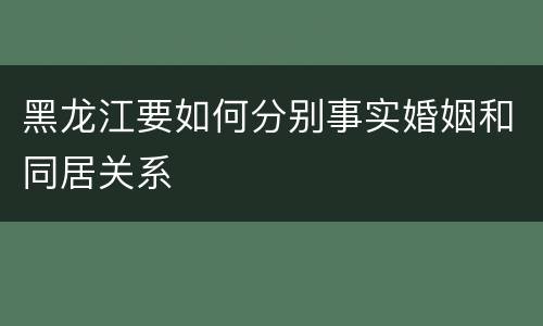 黑龙江要如何分别事实婚姻和同居关系