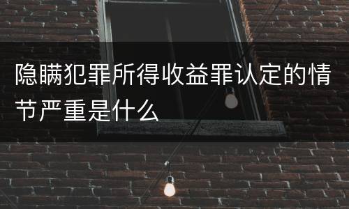 隐瞒犯罪所得收益罪认定的情节严重是什么