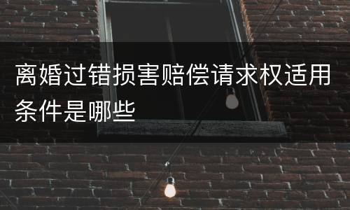 离婚过错损害赔偿请求权适用条件是哪些