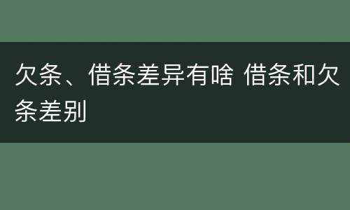 欠条、借条差异有啥 借条和欠条差别