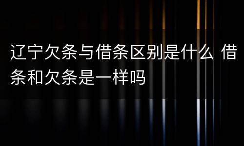 辽宁欠条与借条区别是什么 借条和欠条是一样吗
