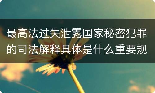 最高法过失泄露国家秘密犯罪的司法解释具体是什么重要规定